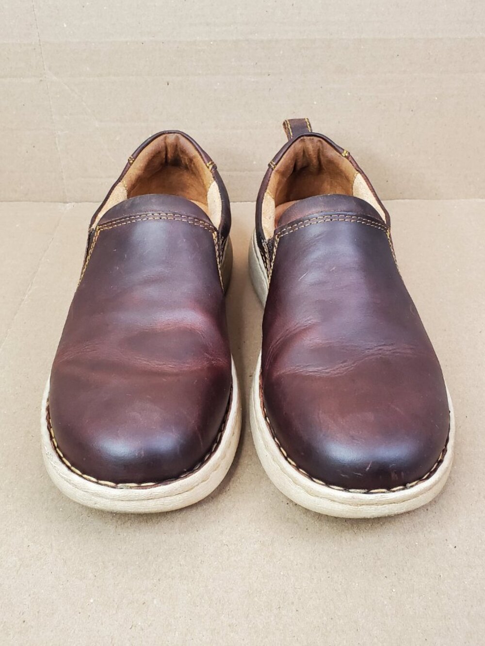 BORN Dalton Loafers Men's shoes size 10/43 M/W Dark Brown Leather slip on Comfor